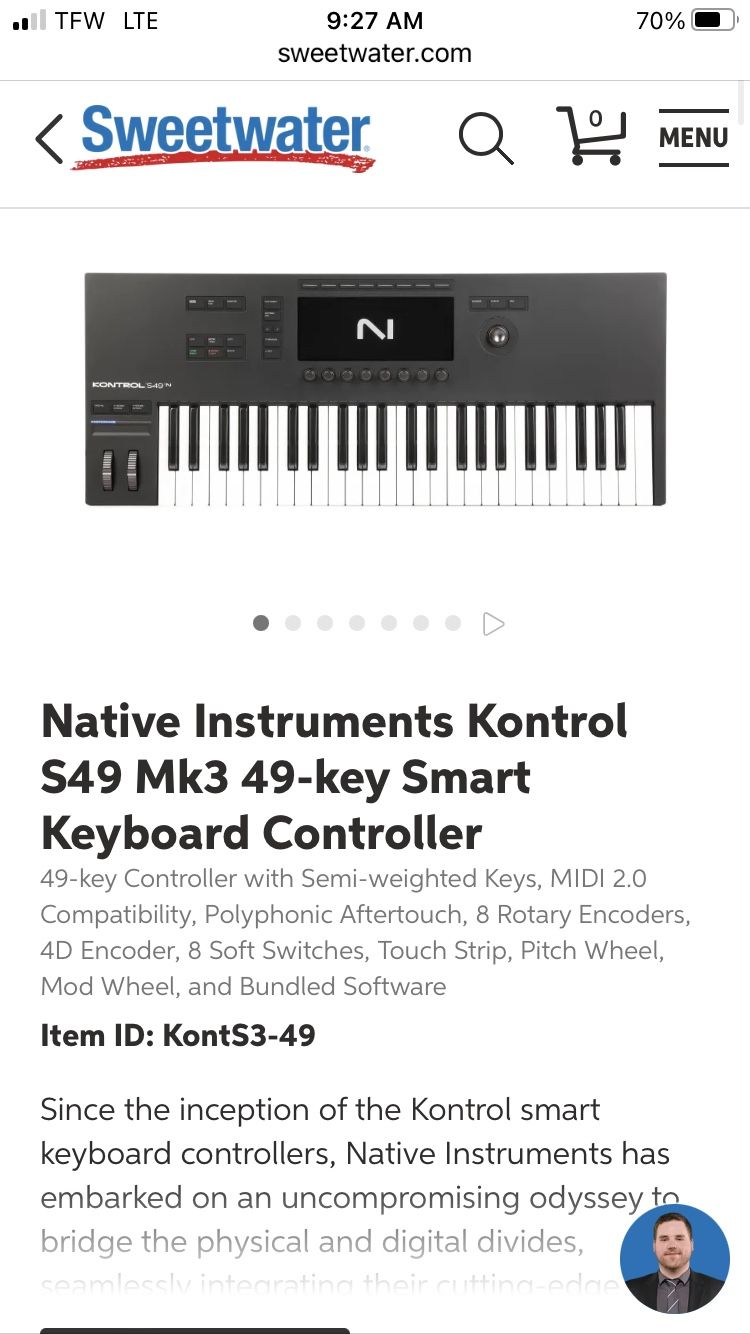 Native Instruments Kontrol S49 Mk3 49-key Smart Keyboard Controller