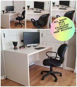 All white desk no assembly required Free Delivery available