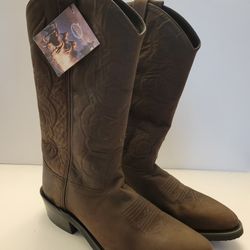 Boots Brown Leather Old West 
