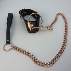 Honey Birdette Rose Gold limited Edition Deluxe Kit Collar & Chain black leather never used