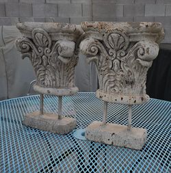 2 Concrete sculpter pedestal art decor