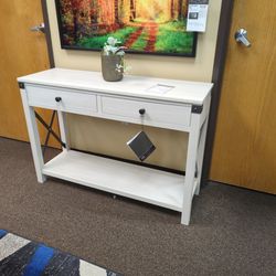 New White Sofa Table Console 2 Drawers