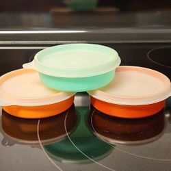 Set Of 3 Vintage Tupperware #1286 Little Wonders Bowls With Lids #215