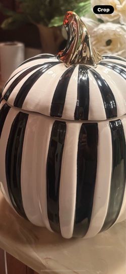 Black and white pumpkin canister
