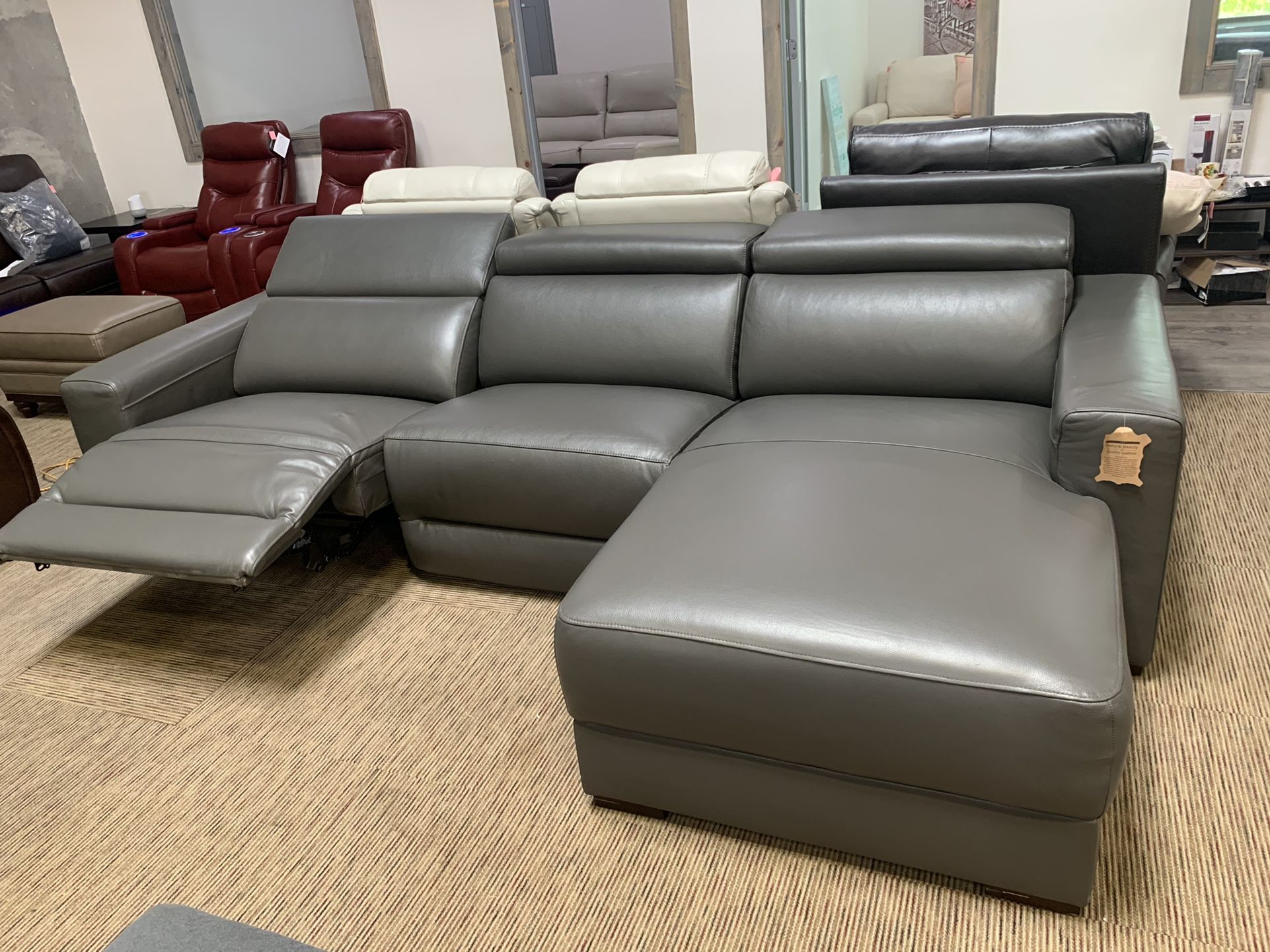 nevio leather sectional sofa