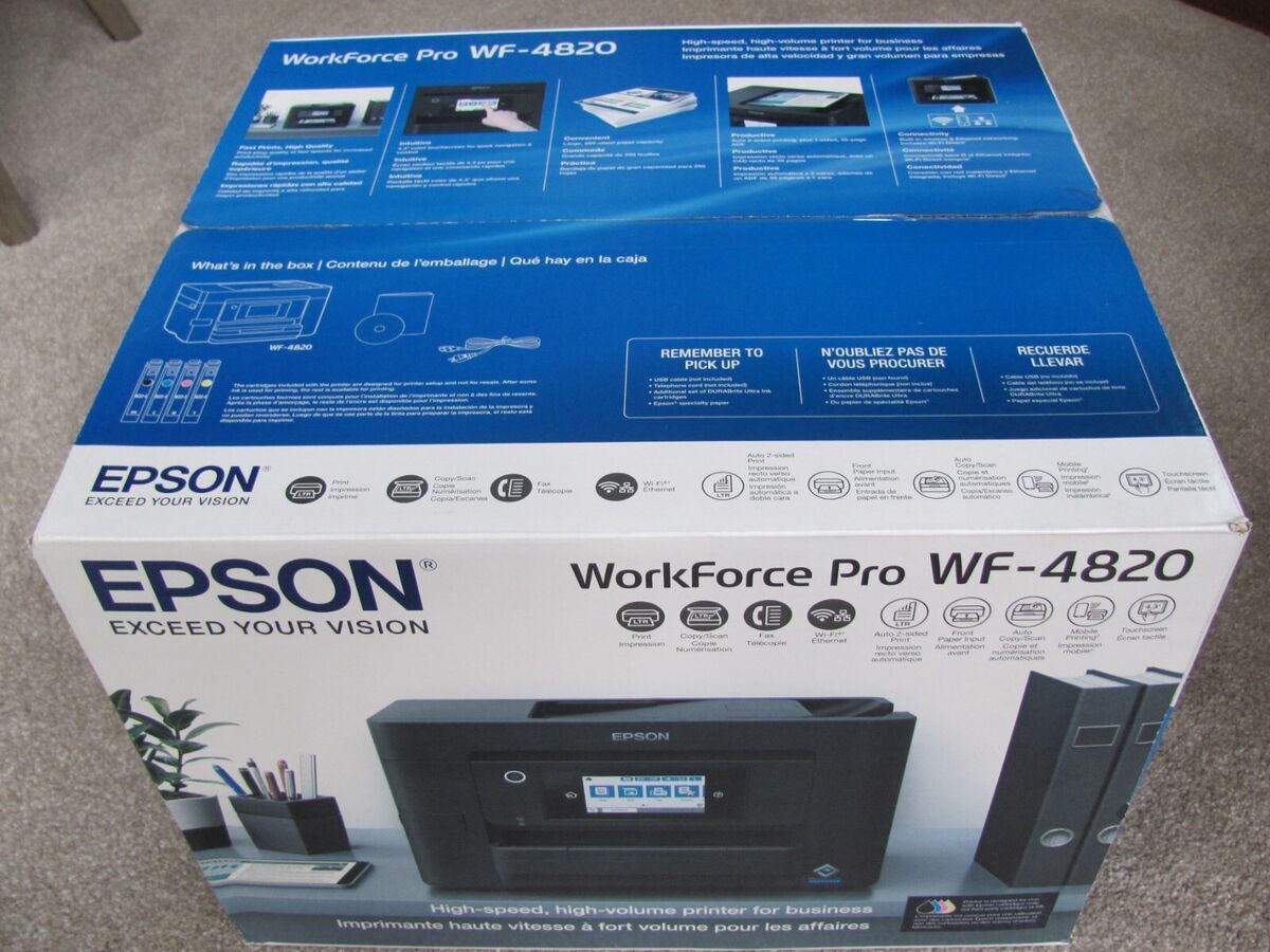 Printer by Epson Brand New in Box🖨️WorkForce Pro WF-4820 Wireless InkJet Color All-in-One Printer Scan Copy,Fax‼️