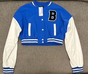 Papaya Cropped Varsity Jacket Size Youth M