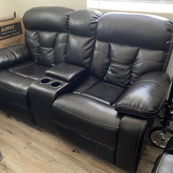 Black Pleather Loveseat – Gently Used