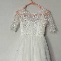 White Beaded First Communion Dress