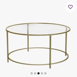 Round Gold Glass Coffe Table 