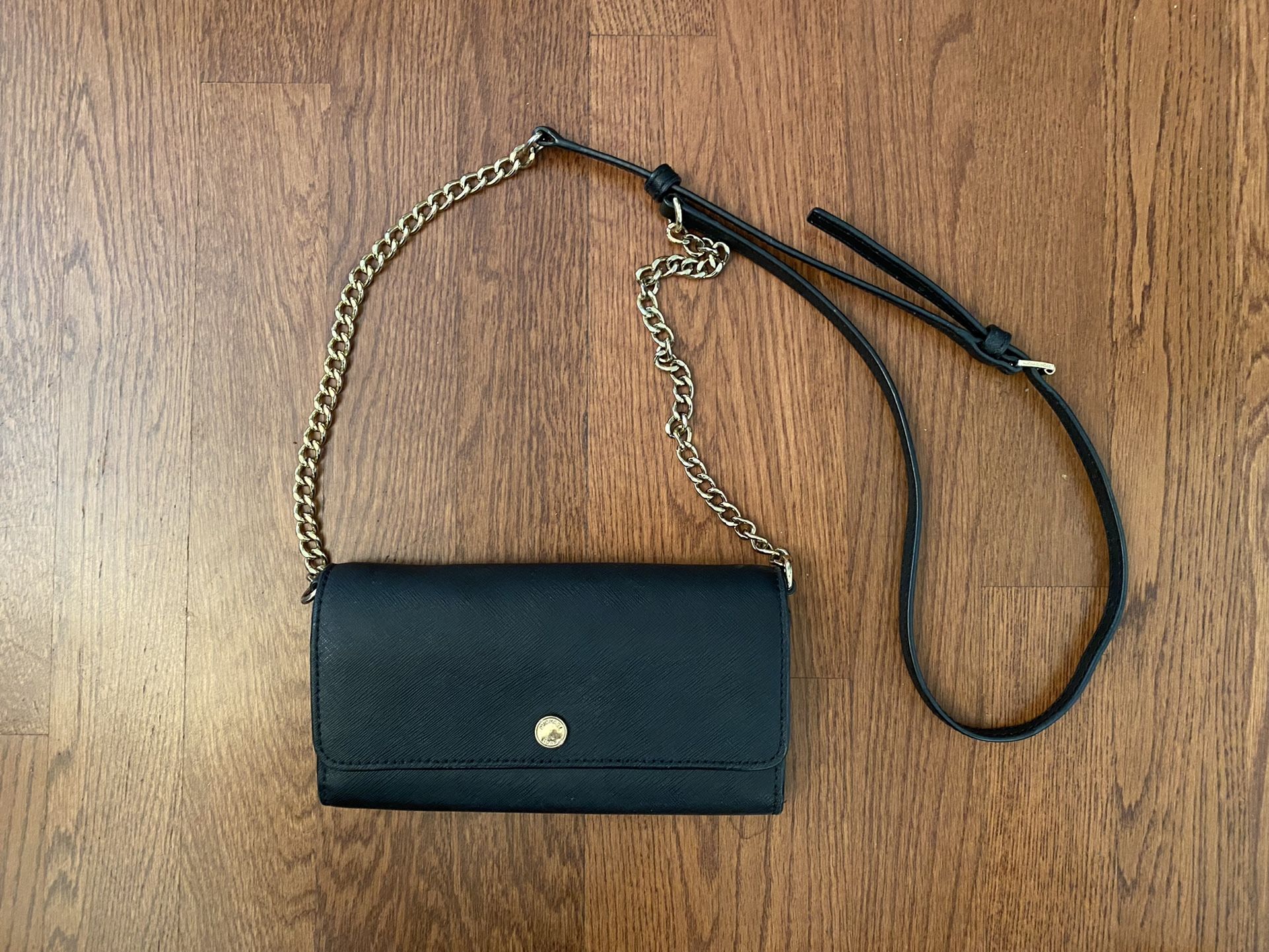 Michael Kors Black Cross Body Purse Black with Gold Accents