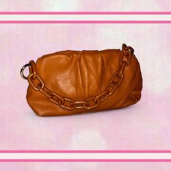 Elegant Tan Women's Bag with Chain Detail