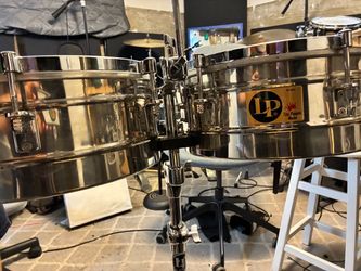 Timbales with stand - LP Tito Puente steel 14 and 15 inch
