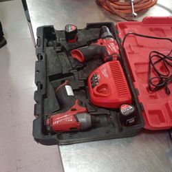 Milwaukee Drills 2 With Case Two Batteries One Charger 