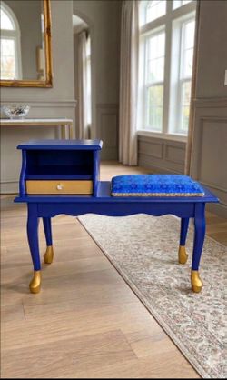 *CUSTOM* Vintage Blue Gossip Bench / Accent Table