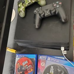 Ps4 Pro 1Tb.  With 2 Controllers And 5 Games