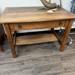 Vintage Desk (Stickly ?)w/drawer 28”d, 44”w, 29”h