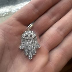 Diamond Gold and Silver Hamsa Pendant