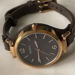 Fossil Watch W/ Brown Leather Band