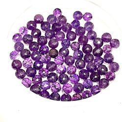 Lot Of Round Faceted Amethyst Beads 