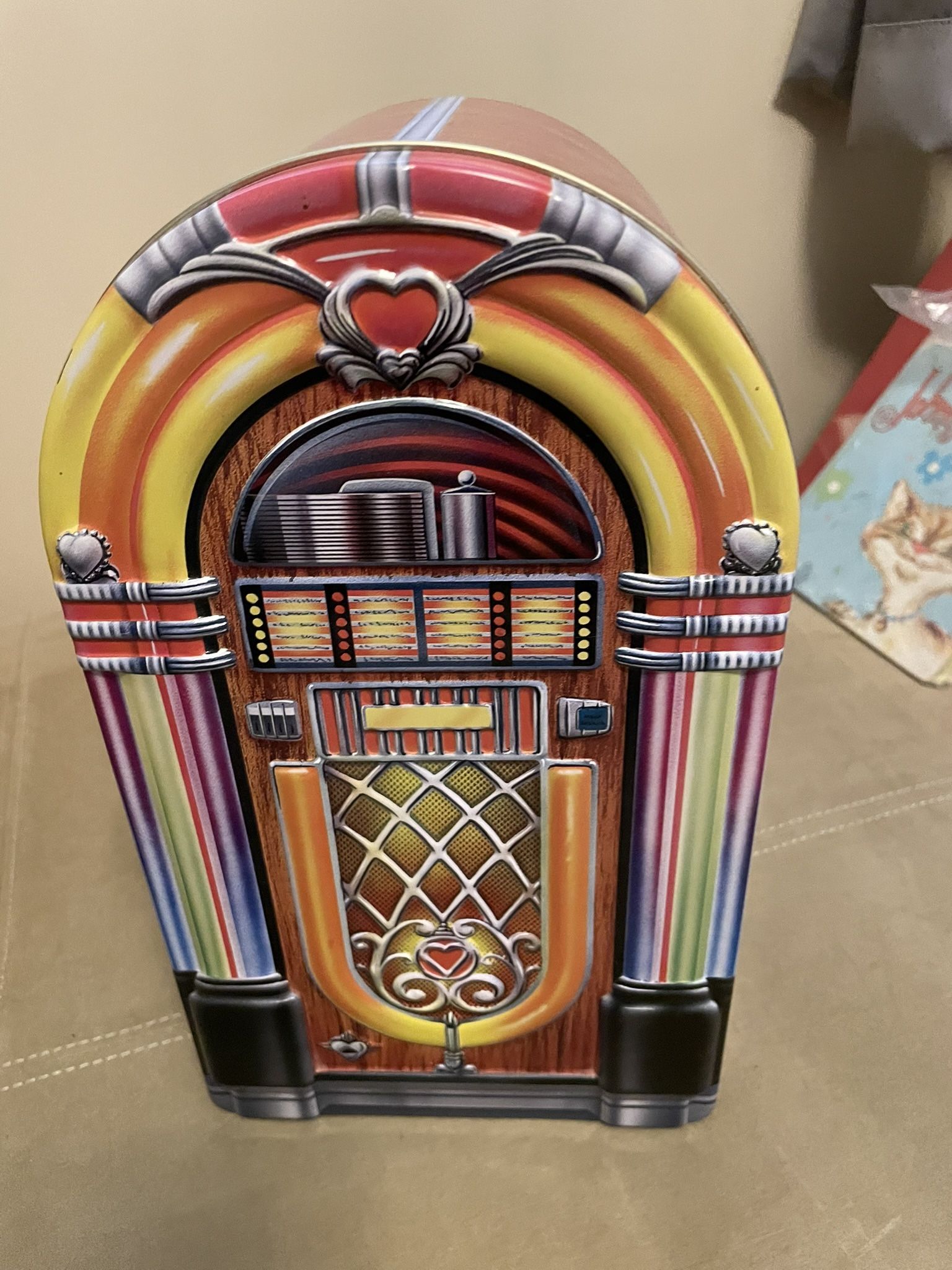 Jukebox Tin. Storage. Painted