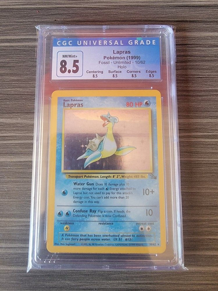 1999 lapras pokemon card WOTC Fossil Unopened Foil Pack PSA 10 *7630 Baseball Exchange clear acrylic holder that perfectly accentuates the stunning visual design and character artwork Base Set Lapras Lapras Fossil