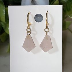 Rose Quartz Earrings | Gold Plated