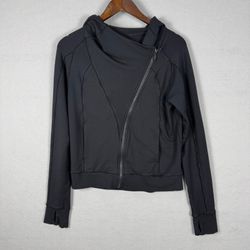 Lululemon Asymmetrical Zip Cowl Neck Jacket Black Womens 6