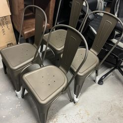 Nazhura Metal Indoor/Outdoor Waterproof Stackable Folding & Stacking Chairs, Gun Color (Set of 4)