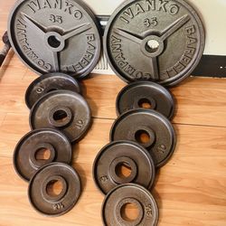 Ivanko weight set including Ivanko barbell 170lbs of weights including bar