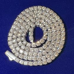 22-Inch Moissanite Tennis Necklace, 12.4ct-43.8ct Lab Created Diamond Necklace for Men Women 18k White Gold Plated 925 Tennis Necklace VVS1