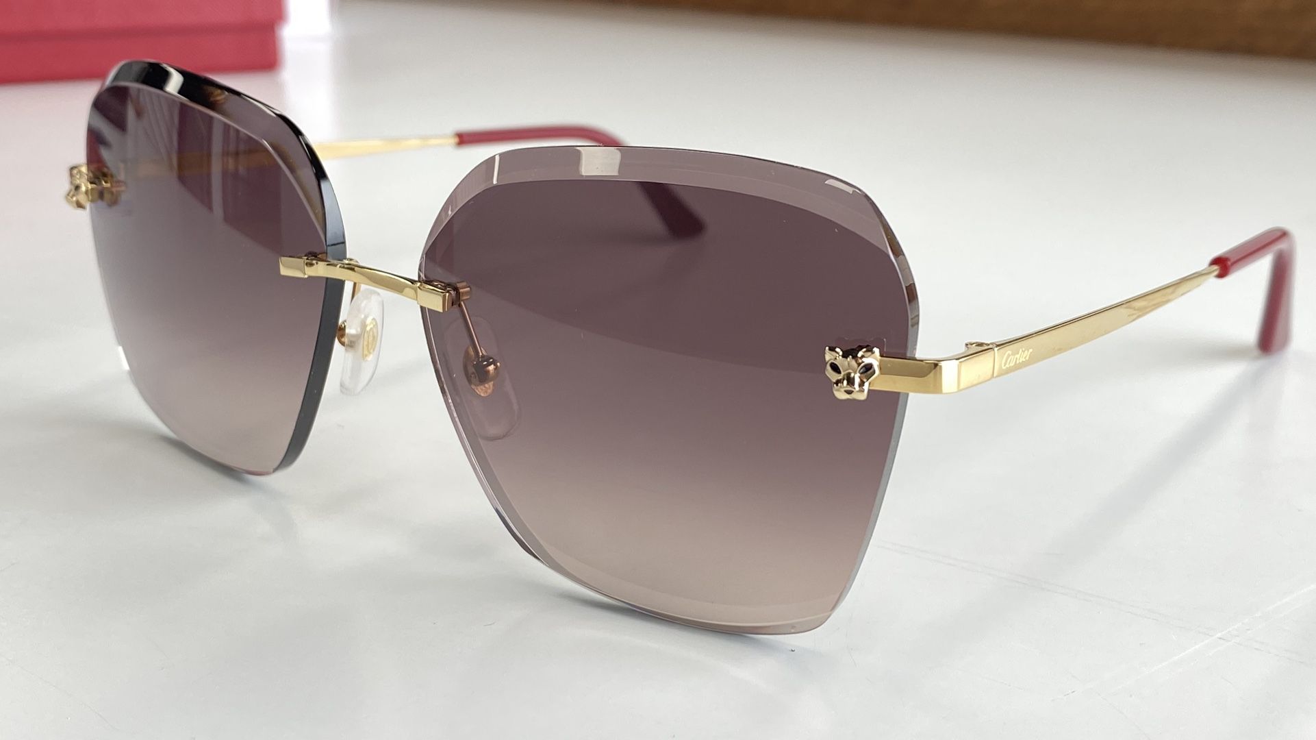 Shop Cartier Panthère Classic 24-Carat Gold 60MM Square Sunglasses