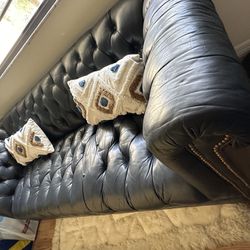 Leather Couch, Dark Blue (used)