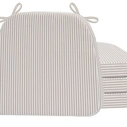 AAAAAcessories D-Shaped Chair Cushions for Chairs with Ties and Removable Cover, 2'' Thick Kitchen Chair Pads, Indoor Dining Room Chair Cushions, 17''