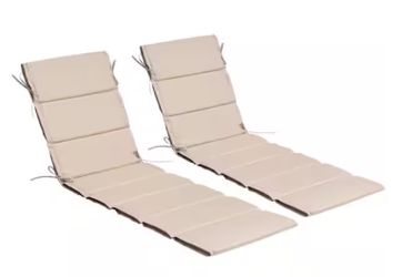 2-Piece 21 in. x 73 in. Outdoor Chaise Lounge Cushion Foldable Patio Pool Lounge Chair Cushions in Beige