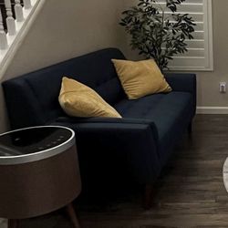 Blue Mid-Century Modern Tufted Sofa