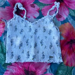 women’s white floral tank top
