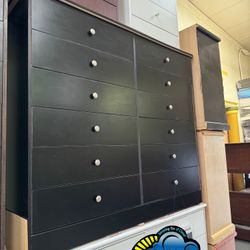 New 12 Drawer Black Wood Jumbo Dresser- Mueble Grande Doce Cajones Negro