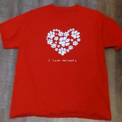 Adult large "I love animals" T-shirt 