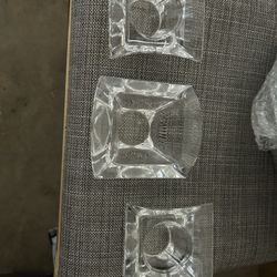 Heavy glass candle holders set of three