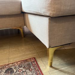 Large L Shaped Couch: White And Gold
