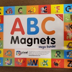 Pixel Premium Magnetic Letters Alphabet Magnets Gift Set - Fridge Magnets for Kids Foam Letter Magnets & Board ABC Magnets Refrigerator