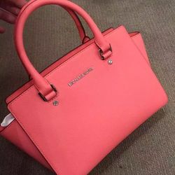 NWT Michael Kors Selma Medium Handbag Watermelon In Original Packing
