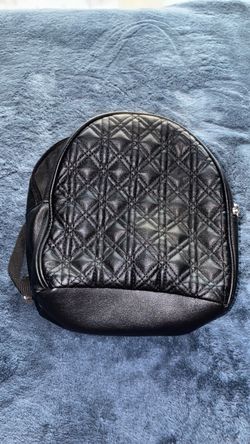 Black Quilted Faux Leather Mini Backpack