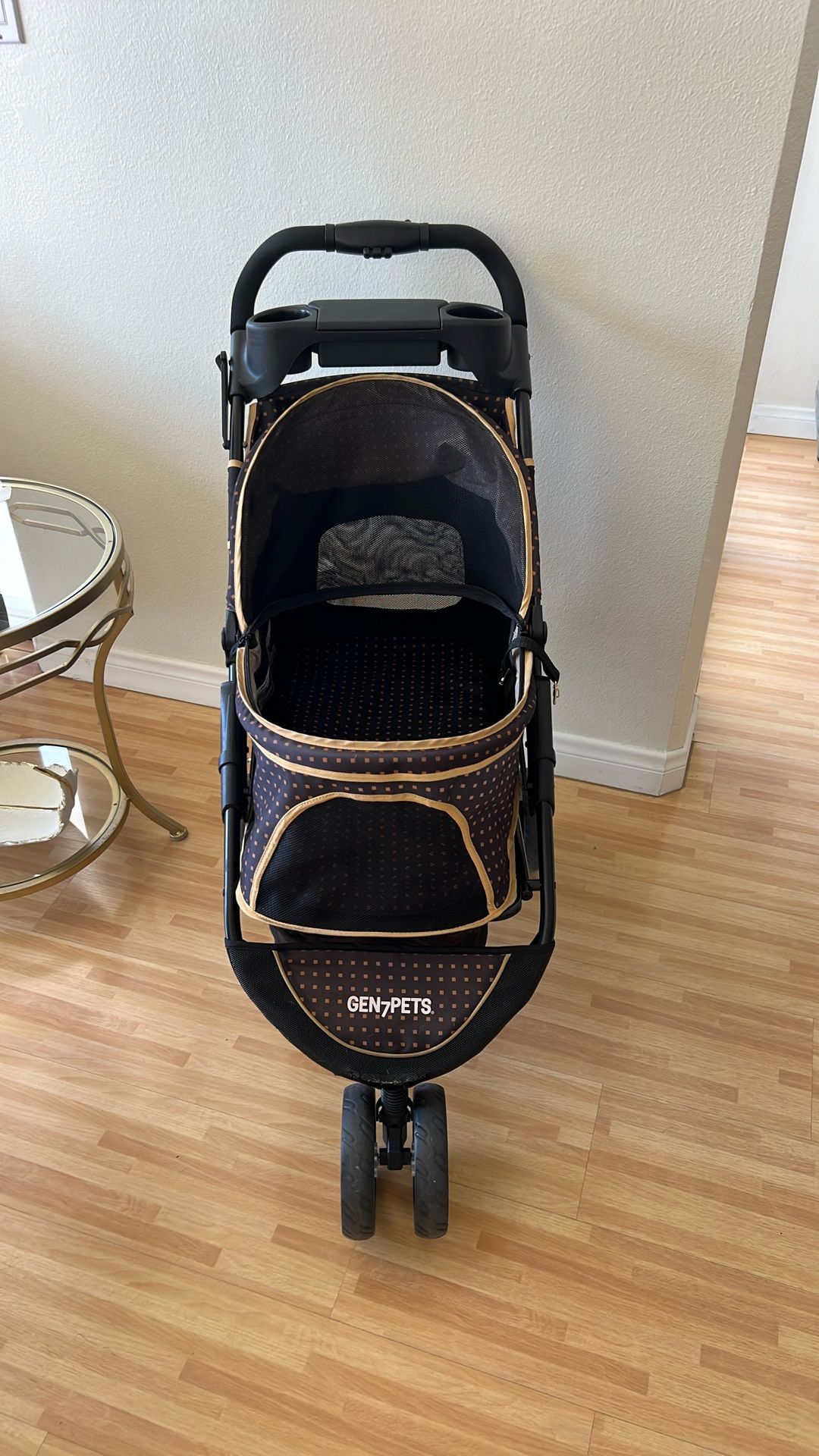 Gen7Pets Promenade 4 Wheeled 35"L Dog Stroller for Pets Up To 50 lb, Gold Nugget