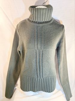 Divided by H&M Gray Turtleneck Sweater Size 6 Stitched Panels Ribbed Cuffs & Hem