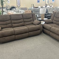 Reclining sofa snd love seat 1599
