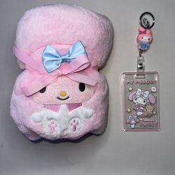Happy summer Day special my melody, small blanket and keychain ID holder