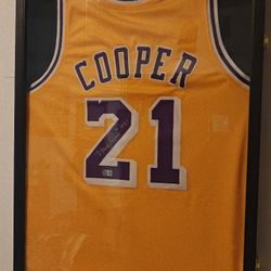 Signed and Framed Michael Cooper Lakers Jersey (Autograph Beckett Certified)