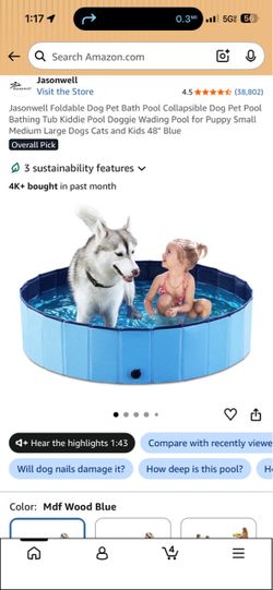 Foldable Dog Pet Pool 48" Blue